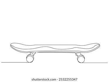 Continuous single line sketch drawing of retro vintage skateboard extreme street urban hipster sport one line concept vector illustration