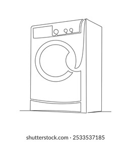 Dibujo continuo de boceto de una sola línea de la puerta de carga frontal lavadora electrodoméstico electrodoméstico electrodoméstico gadget una línea Ilustración vectorial