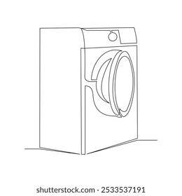 Dibujo continuo de boceto de una sola línea de la puerta de carga frontal lavadora electrodoméstico electrodoméstico electrodoméstico gadget una línea Ilustración vectorial