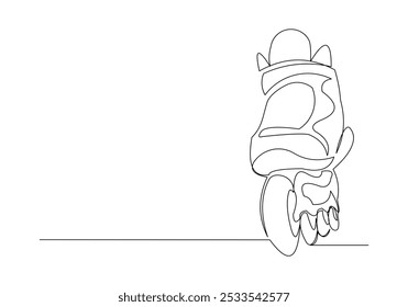 Continuous single line sketch drawing of rolling skates roller blade shoes quad wheel shoes funny and extreme sport concept one line vector illustration