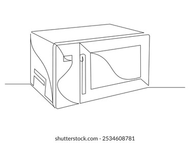 Dibujo continuo de boceto de una sola línea de horno de microondas cocina electrónica electrodoméstico utensilio de cocina una línea Ilustración vectorial