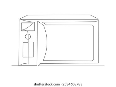 Dibujo continuo de boceto de una sola línea de horno de microondas cocina electrónica electrodoméstico utensilio de cocina una línea Ilustración vectorial