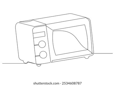 Dibujo continuo de boceto de una sola línea de horno de microondas cocina electrónica electrodoméstico utensilio de cocina una línea Ilustración vectorial