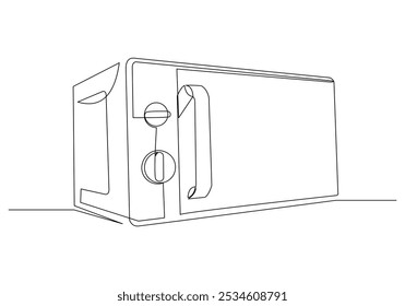 Dibujo continuo de boceto de una sola línea de horno de microondas cocina electrónica electrodoméstico utensilio de cocina una línea Ilustración vectorial