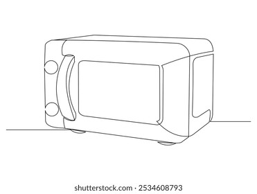 Dibujo continuo de boceto de una sola línea de horno de microondas cocina electrónica electrodoméstico utensilio de cocina una línea Ilustración vectorial