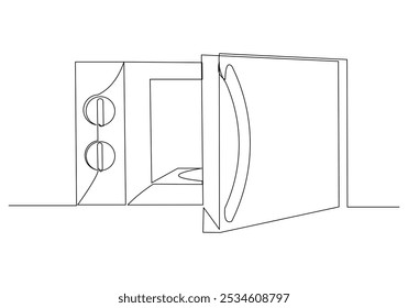 Dibujo continuo de boceto de una sola línea de horno de microondas cocina electrónica electrodoméstico utensilio de cocina una línea Ilustración vectorial