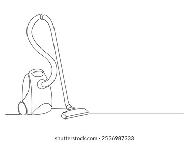 Continuous single line sketch drawing of vacuum cleaner electric household appliance one line editable stroke vector illustration