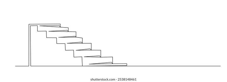 Desenho de esboço de linha única contínuo de escadas para realização de negócios e futura liberdade esperança entrada oportunidade uma linha ilustração vetor