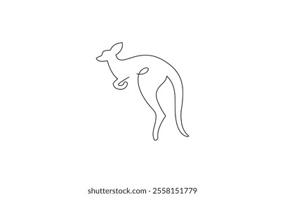 Continuous single line sketch drawing of kangaroo australia endemic animal mammal, Continuous Line Drawing of a Kangaroo Hopping, Continuous one simple single abstract line drawing of kangaroo ico