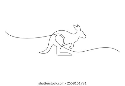 Continuous single line sketch drawing of kangaroo australia endemic animal mammal, Continuous Line Drawing of a Kangaroo Hopping, Continuous one simple single abstract line drawing of kangaroo ico