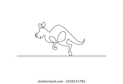 Continuous single line sketch drawing of kangaroo australia endemic animal mammal, Continuous Line Drawing of a Kangaroo Hopping, Continuous one simple single abstract line drawing of kangaroo ico