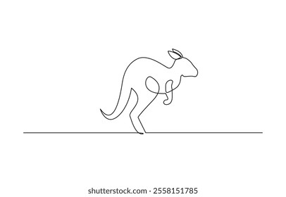 Continuous single line sketch drawing of kangaroo australia endemic animal mammal, Continuous Line Drawing of a Kangaroo Hopping, Continuous one simple single abstract line drawing of kangaroo ico