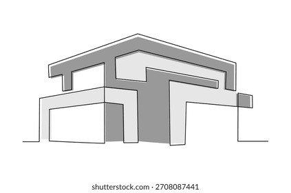 Dibujo continuo de boceto de una sola línea de bienes raíces de la casa icono de edificio moderno dibujado a mano Ilustración vectorial editable trazo