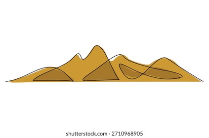 Dibujo continuo de boceto de una línea de paisaje de montaña naturaleza aventura viaje volcán una línea Ilustración vectorial editable trazo