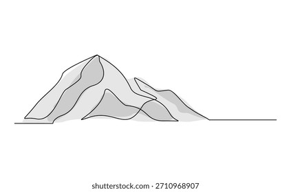 Dibujo continuo de boceto de una línea de paisaje de montaña naturaleza aventura viaje volcán una línea Ilustración vectorial editable trazo