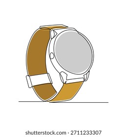 Dibujo de boceto continuo de una sola línea de reloj de pulsera digital y analógico. Una línea de arte de relojes reloj de tiempo Ilustración vectorial editable golpe