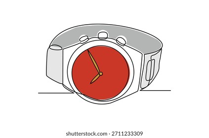 Desenho de esboço de linha única contínuo do relógio de pulso digital e analógico. Uma arte de linha de relógios relógio ilustração vetor traçado editável