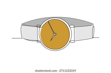 Desenho de esboço de linha única contínuo do relógio de pulso digital e analógico. Uma arte de linha de relógios relógio ilustração vetor traçado editável