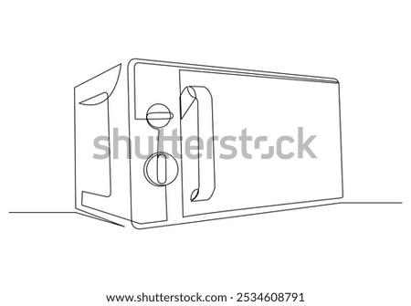 Continuous single line sketch drawing of microwave oven cooking electronic electrical kitchen household appliance utensil one line vector illustration