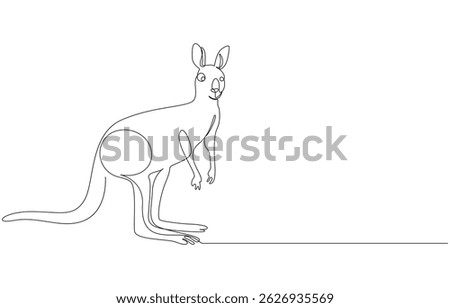 Continuous single line sketch drawing of kangaroo Australia endemic animal mammals, Minimalist One Line Drawing of Kangaroo

