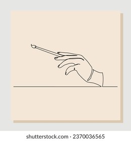 continuous single line sketch hand drawn drawing hand holding painting brush. One line concept of creative artist work. Vector illustration