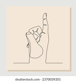 Continuous single line sketch hand drawn drawing of hand finger pointing up. One line concept of people showing something on presentation or rise hand. Vector illustration