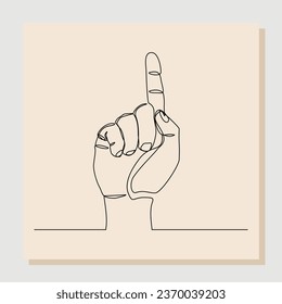 Continuous single line sketch hand drawn drawing of hand finger pointing up. One line concept of people showing something on presentation or rise hand. Vector illustration