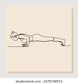 El continuo boceto de una sola línea dibujado a mano con el dibujo de la formación de mujeres deportistas empuja el trabajo hacia afuera. Un concepto de arte de una línea de gimnasia y estilo de vida saludable. Ilustración del vector