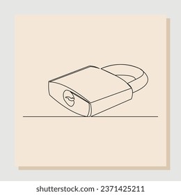 Continuous single line sketch hand drawn drawing of padlock. One line art concept of business and real estate logo and symbol. vector illustration
