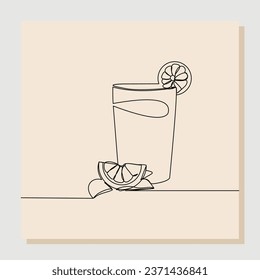 Esbozo continuo de línea única dibujado a mano de té de limonada de limonada. Un concepto de arte en línea del menú café de bebidas. ilustración vectorial