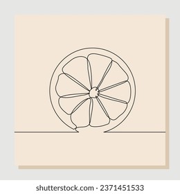Continuous single line sketch hand drawn drawing of juicy lemon orange. One line art concept of healthy fresh fruit. Vector illustration
