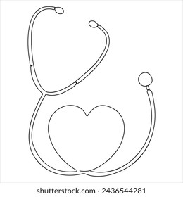 Continuous single line Stethoscope art drawing vector style illustration