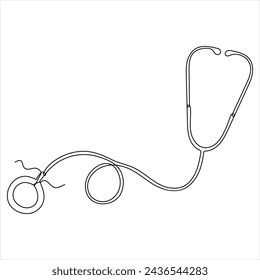 Continuous single line Stethoscope art drawing vector style illustration