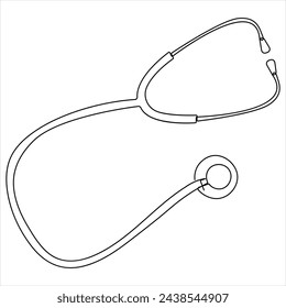 Continuous single line Stethoscope art drawing vector style illustration