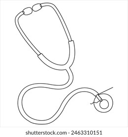 Ilustración de estilo de Vector de dibujo de arte de estetoscopio de una sola línea continua