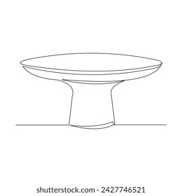 Continuous single line table desk interior furniture. One line drawing of Living room with modern furniture vector illustration