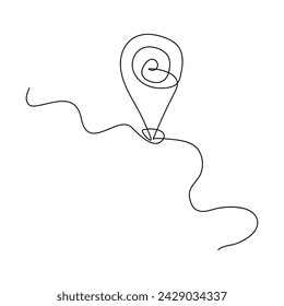 Continuous single line traffic one line map location pin art drawing design vector illustration