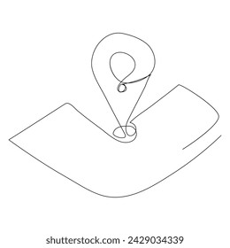 Continuous single line traffic one line map location pin art drawing design vector illustration