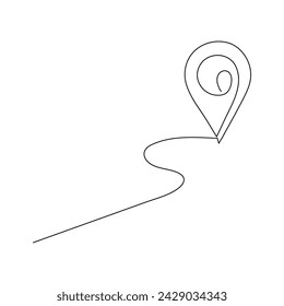 Continuous single line traffic one line map location pin art drawing design vector illustration