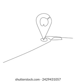 Tráfico continuo de una sola línea mapa de una línea ubicación pin art dibujo diseño ilustración gráfica vectorial