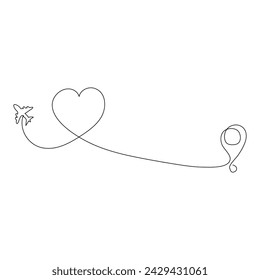 Continuous single line traffic one line map location pin art drawing design vector graphic illustration