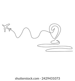 Continuous single line traffic one line map location pin art drawing design vector graphic illustration