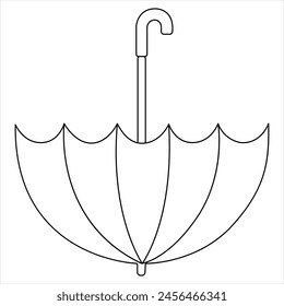Continuous single line umbrella rain weather art drawing vector style illustration