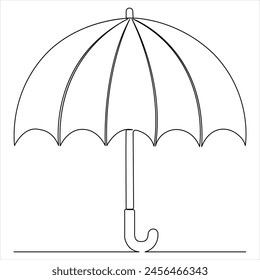 Continuous single line umbrella rain weather art drawing vector style illustration