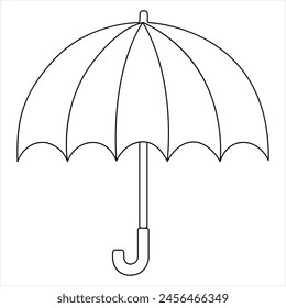 Continuous single line umbrella rain weather art drawing vector style illustration