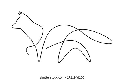 Continuous single line vector illustration of a fox