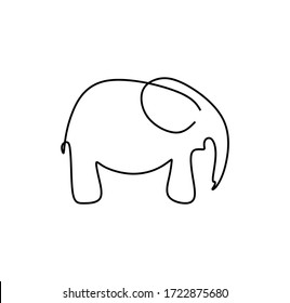 Continuous single line vector illustration of an elephant