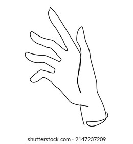 Continuous single non-painted hand line in opened shape drawn from the hand picture silhouette. Line art. Hand drawn style vector illustration