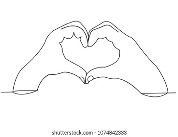 continuous single non  painted one hand line in the shape heart drawn from the hand picture silhouette  Line art  heart symbol