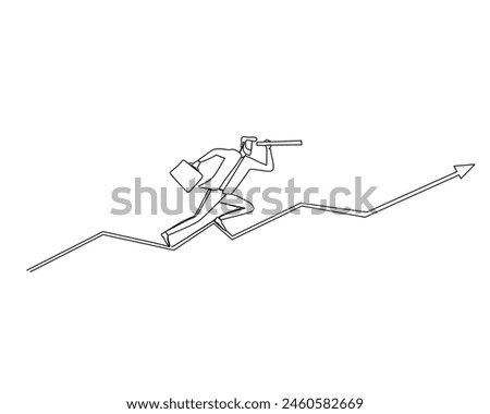 Continuous single one drawing Enthusiastic workers are looking forward towards success. vector illustration design for business growth strategy concept.